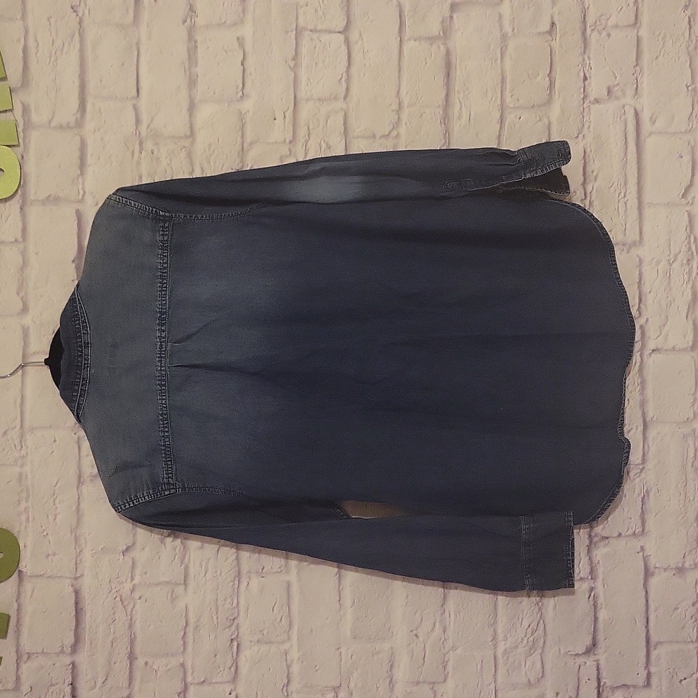 Faux denim button down - Picture 4 of 5